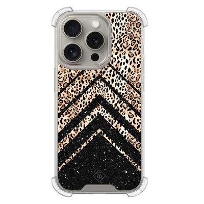 iPhone 15 Pro shockproof hoesje - Chevron luipaard