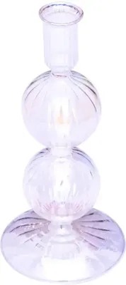 Vondels kandelaar glas bubble 9x19cm luster transparant