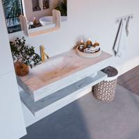 MONDIAZ ALAN-DLUX 110cm planchet Opalo. Vrijhangende wastafel CLOUD links 1 kraangat, kleur Opalo. - thumbnail