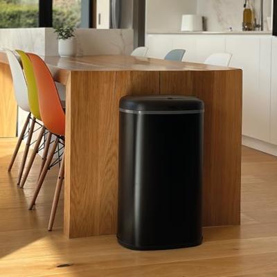 Automatische keukenprullenbak - LOGAN - KITCHEN MOVE - 58 L - Matzwart roestvrij staal met rand