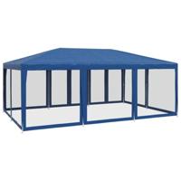 Partytent met 10 mesh zijwanden 6x4 m HDPE blauw - thumbnail