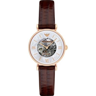 Emporio Armani dames retro mechanisch parelmoer horloge AR1993