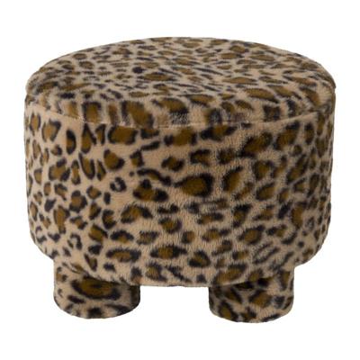 Poef luipaard - bruin/beige - ø40x29 cm