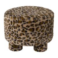 Poef luipaard - bruin/beige - ø40x29 cm - thumbnail