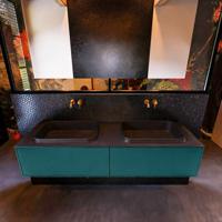 Badkamermeubelset Mondiaz Erin 150 cm met 2 Lades met RIDGE Wastafel Dubbel Urban Zonder Kraangaten Greeploos Mat Smag - thumbnail