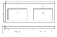 Wiesbaden Vision wastafel dubbel met 2 kraangaten 120x46x5,5 cm kunstmarmer glans wit - thumbnail