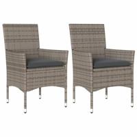 Tuinstoelen 2 st met kussens poly rattan grijs - thumbnail