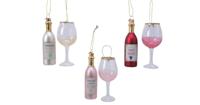 Wijnfiguur glas kadoset assorti 2st kerstbal hangdeco kerst Decoris - Decoris - thumbnail