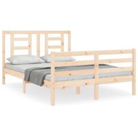 Bedframe met hoofdbord massief hout 140x200 cm - thumbnail