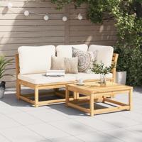 2-delige Loungeset met kussens massief acaciahout - thumbnail