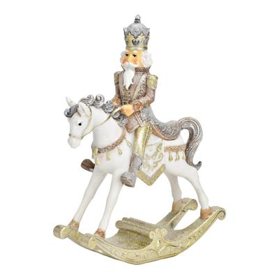 Schommelpaard met notenkraker van poly, wit, beige (B/H/D) 14x19x5cm