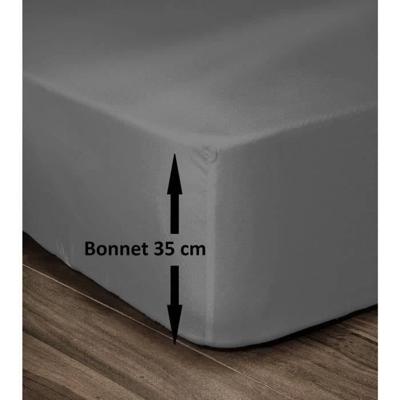 LOVELY HOME Hoeslaken 100% katoen 180x200cm - Muts 35cm - Donkergrijs