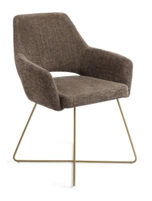 Jesper Home Yanai eetkamerstoel Checked Chestnut cross gold