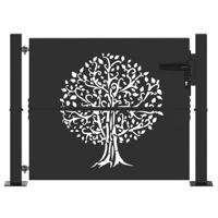 Tuinpoort met slot Zwart 105 x 100 cm Poedergecoat staal - thumbnail