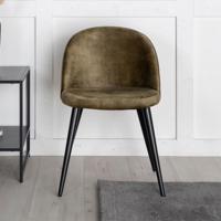 Nohr Eetkamerstoel 'Amon' Velvet, kleur Groen - thumbnail