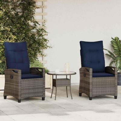Tuinstoel 2 pcs grijs en marineblauw 56 x 60 x 112 cm