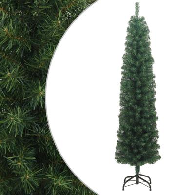 VidaXL Kunstkerstboom met standaard smal 210 cm pvc groen