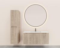 Onderkast Wiesbaden Sulora 120x48 cm Afgeronde Hoeken Geribbeld Met 1 Lade 1 Uitsparing Licht Eiken - thumbnail