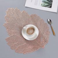 2 stuks blad PVC hittebestendig placemat drankje glas Coaster grootte: 37x47cm (Rose goud) - thumbnail