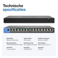 Linksys LGS116-EU 16-poorts onbeheerde Gigabit-netwerkswitch - Ethernet-switch/hub met metalen behuizing voor thuis en kantoor - Tafelmodel of wandbevestiging, Ethernet-splitter, Plug-and-play - thumbnail
