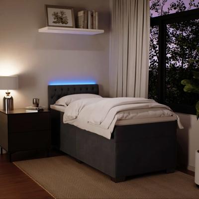 Boxspring met matras fluweel donkergrijs 120x200 cm - thumbnail