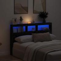 Hoofdbordkast met LED 160x17x102 cm eikenkleurig zwart - thumbnail