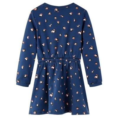 Kinderjurk met lange mouwen 116 marineblauw