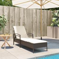 Ligbed met kussen 63x200x81 cm poly rattan bruin - thumbnail