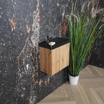 Fonteinmeubel Boss & Wessing Paris Fontein Mat Zwart 40 cm Rustiek Eiken Boss & Wessing