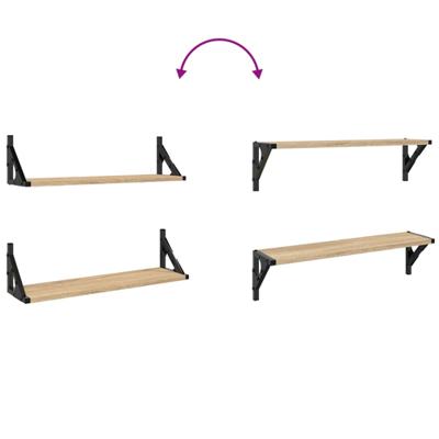 Wandschappen 2 st 80x15x15,5 cm bewerkt hout sonoma eikenkleur
