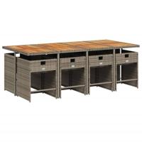 9-delige Tuinset met kussens poly rattan grijs - thumbnail