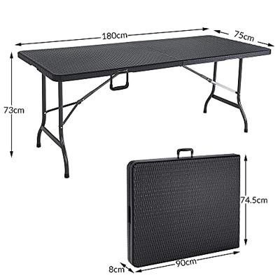 Tuintafel Zwart Polyrattan Look 180x75x73cm opvouwbaar