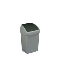 Sunware Delta Prullenbak Met Swingdeksel 10 L Zilvergrijs - thumbnail