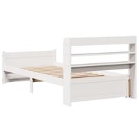 Bedframe met hoofdeinde zonder matras 90x200 cm wit - thumbnail
