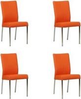 Set van 4 Oranje leren moderne eetkamerstoelen Comfort - Toledo Leer Orange (oranje leer) - thumbnail