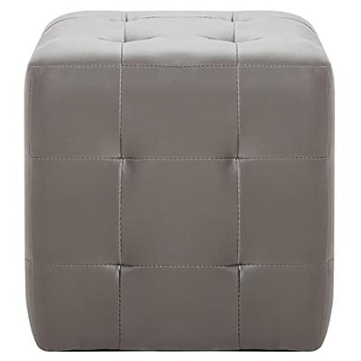 VidaXL Poef 2 st 30x30x30 cm kunstleer grijs VidaXL Poef 2 st 30x30x30 cm kunstleer grijs