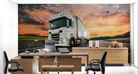Fotobehang - Vrachtwagen met prachtige achtergrond, Truck, 11 maten, inclusief behanglijm - thumbnail