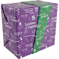 Cadeaupapier | 30cm | 200m | Kapoentje | paars/groen | rol à ca. 200 meter - thumbnail