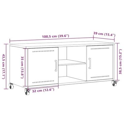 Tv-meubel 100,5x39x43,5 cm koudgewalst staal antracietkleurig