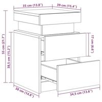 Nachtkastje met LED-verlichting 35x39x55 cm zwart - thumbnail