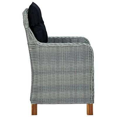 Tuinstoelen 2 st met kussens poly rattan lichtgrijs - thumbnail