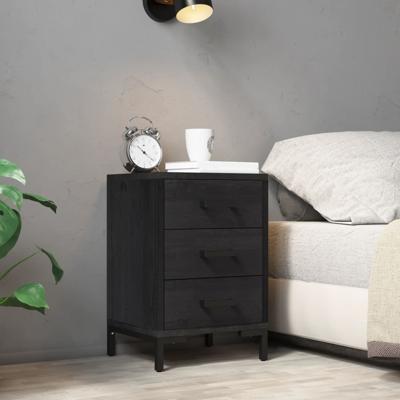 Nachtkastjes 2 st 40x30x55 cm massief grenenhout zwart