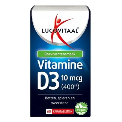 Lucovitaal Vitamine D3 10mcg Kauwtabletten Lucovitaal Vitamine D3 10mcg Kauwtabletten