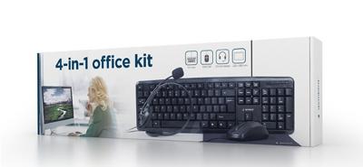 Gembird Thuiswerk set zwart toetsenbord muis+mat en headset - 9510121