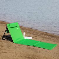 Strandmat met Rugleuning en Kussen 158cm x 56cm groen - thumbnail