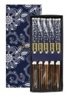 Chopsticks Set - Tokyo Design Studio - Blue Flowers - 5 paar - thumbnail