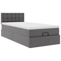 Ottoman bed met matrassen en LED's 80x200 cm kunstleer grijs - thumbnail