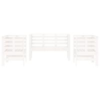 3-delige Loungeset massief grenenhout wit - thumbnail