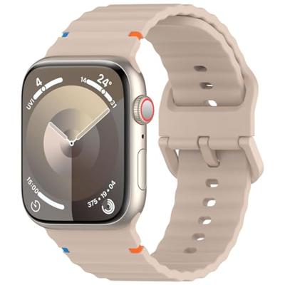 By Qubix - Wave sportband - Cappuccino - Compatible met Apple Watch 44mm / 45mm / 46mm / 49mm - Compatible Apple watch bandjes