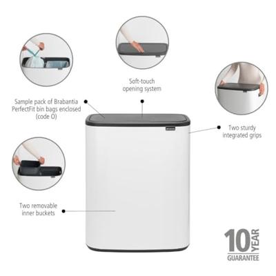 Brabantia Bo touch bin 2x30 liter white - thumbnail